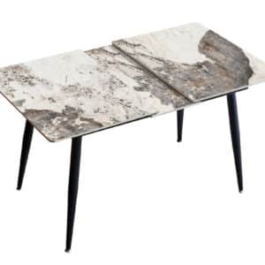 שולחן אוכל נפתח מלבני – דגם שיש מודרני עם רגלי מתכת ND653