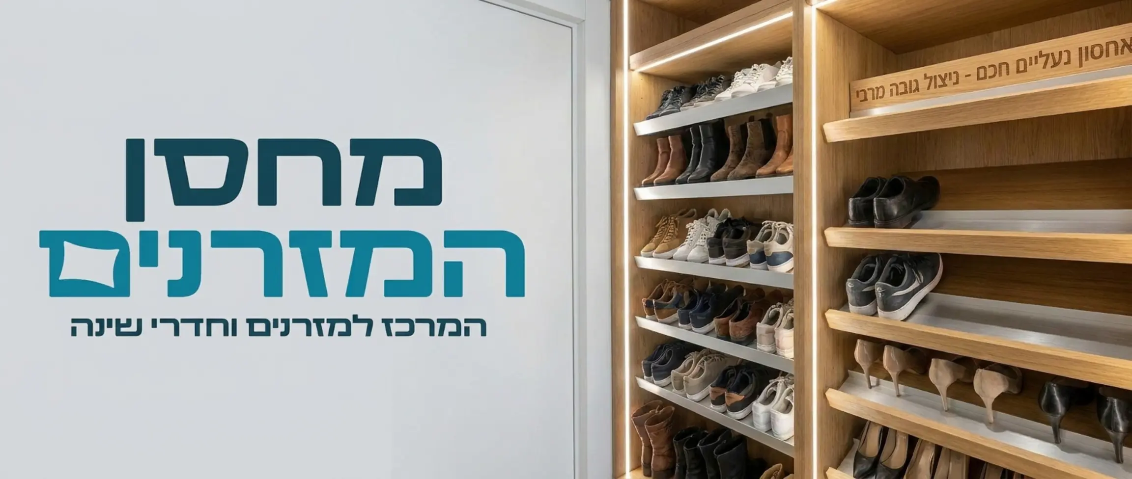 תקריב של פתרונות אחסון נעליים חדשניים בתוך ארון כניסה, כולל מדפים משופעים המאפשרים ניצול מקסימלי של הגובה