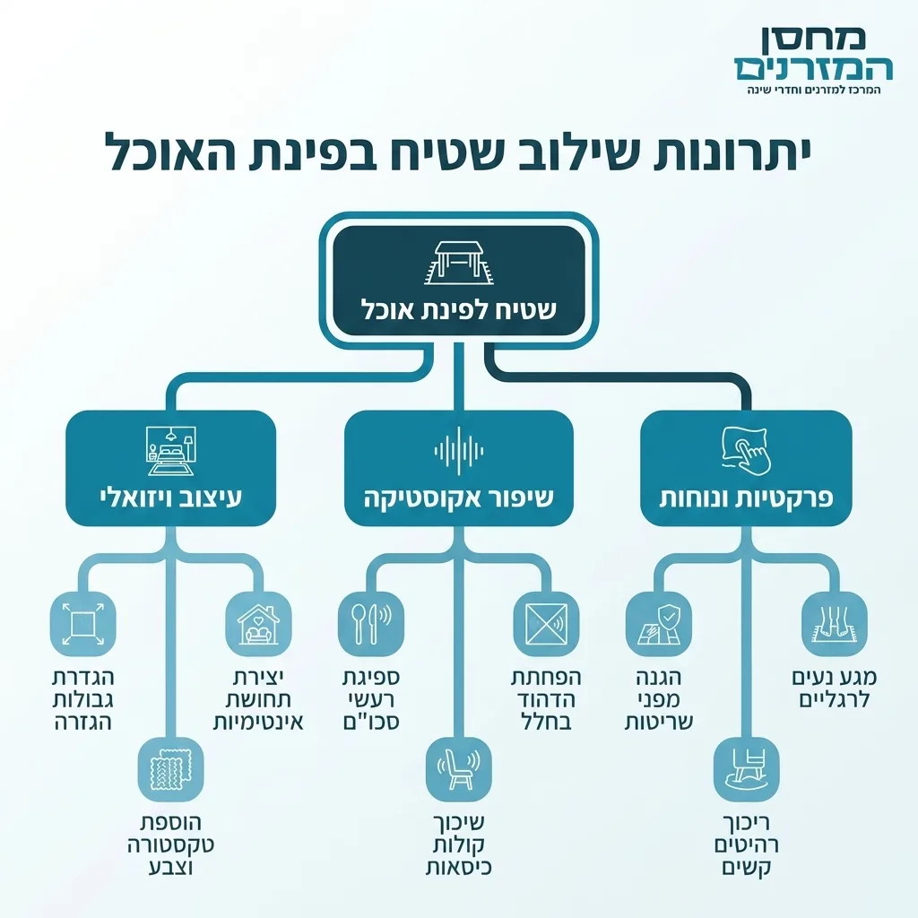 אינפוגרפיקה — יתרונות שילוב שטיח בפינת האוכל: שטיח לפינת אוכל