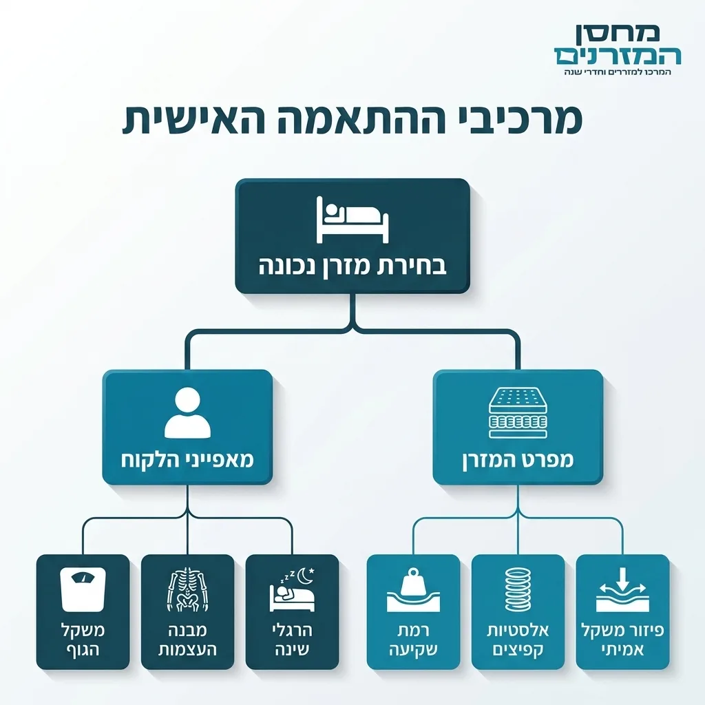אינפוגרפיקה — מרכיבי ההתאמה האישית: בחירת מזרן נכונה