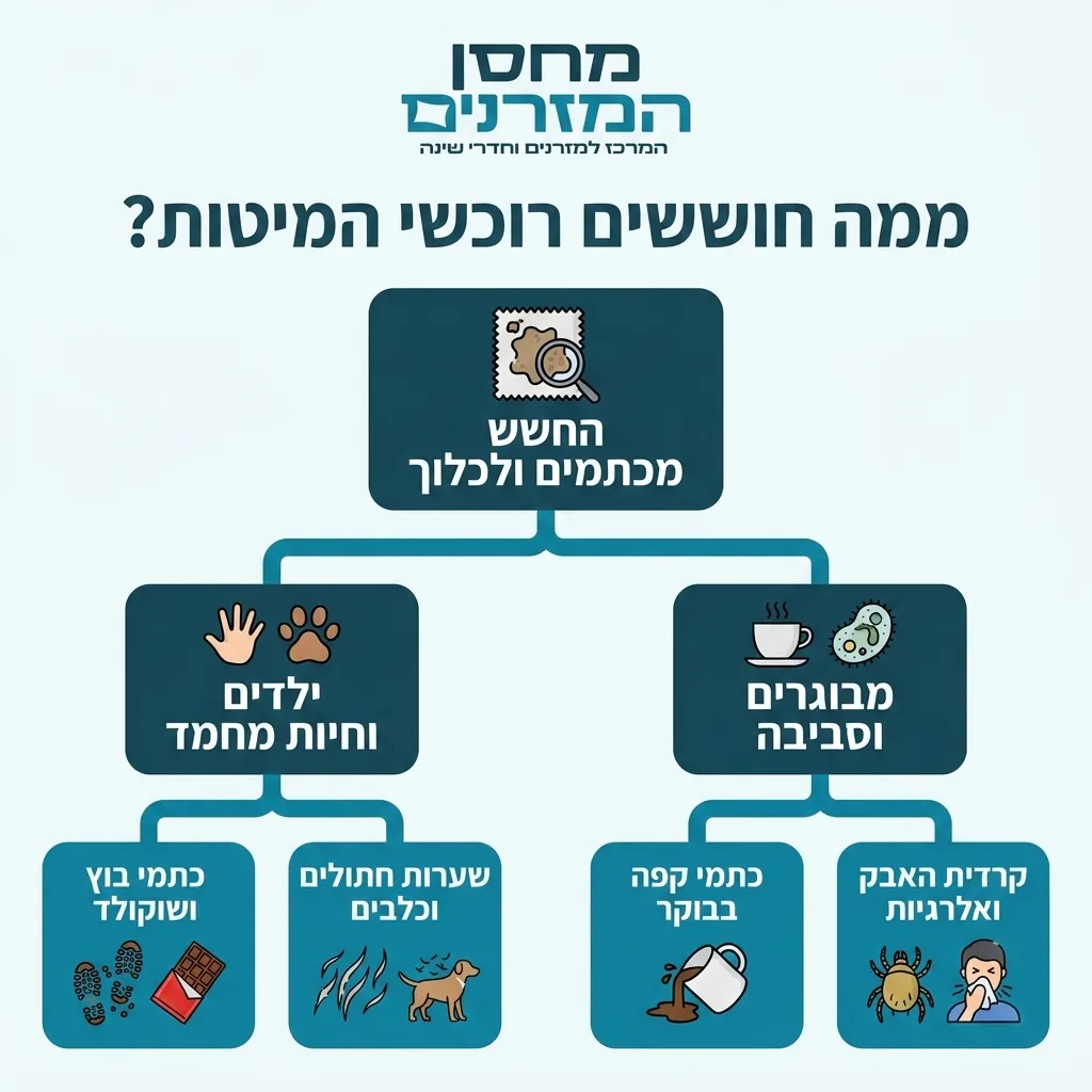 אינפוגרפיקה — ממה חוששים רוכשי המיטות?: החשש מכתמים ולכלוך