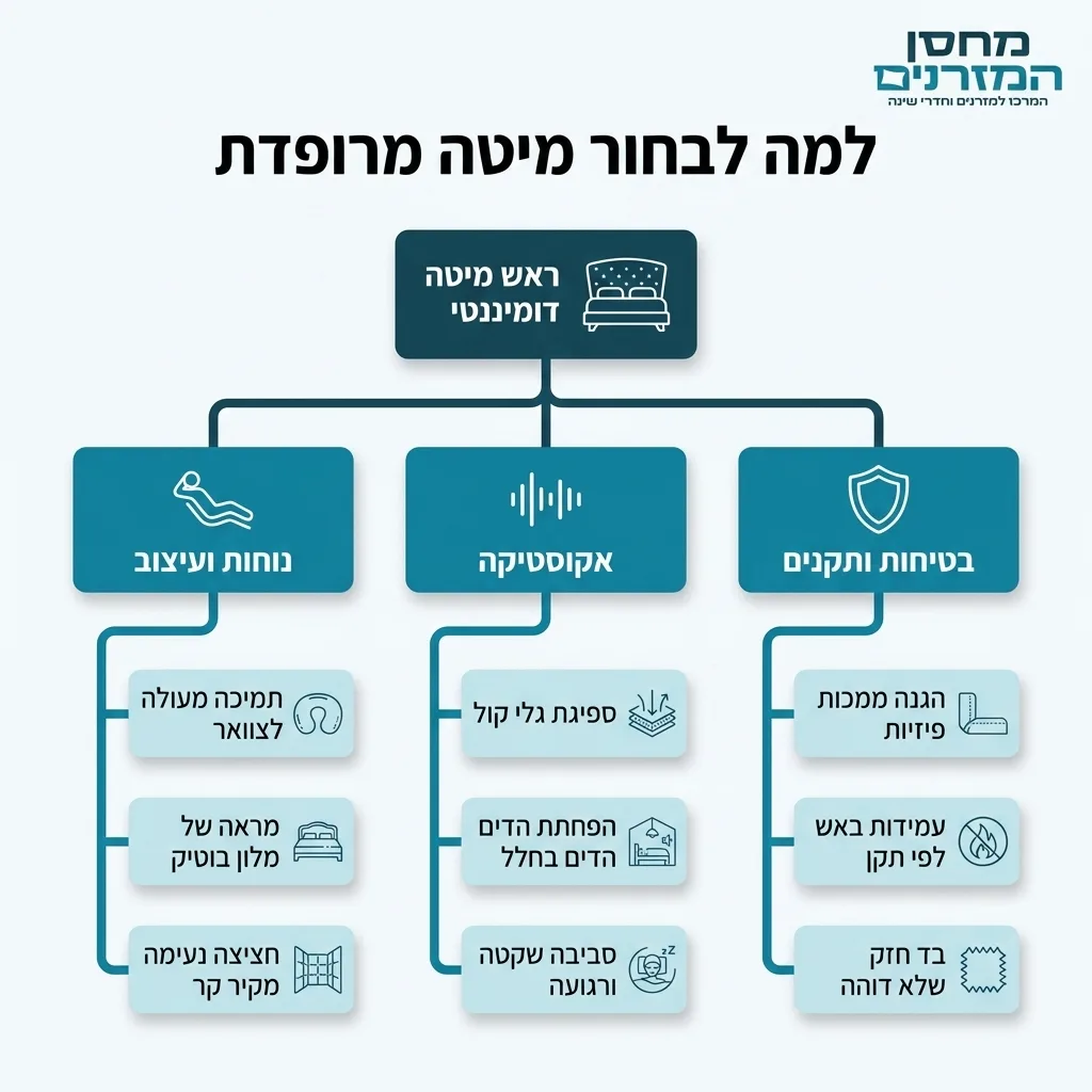אינפוגרפיקה — למה לבחור מיטה מרופדת: ראש מיטה דומיננטי