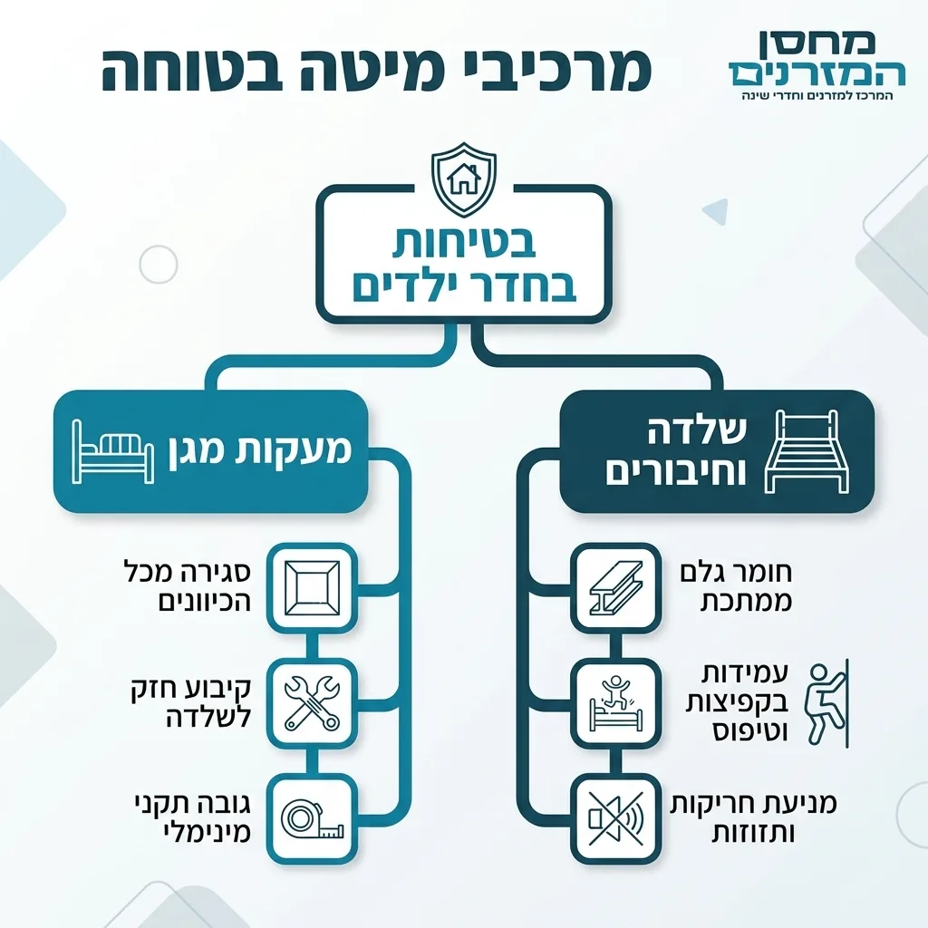 אינפוגרפיקה — מרכיבי מיטה בטוחה: בטיחות בחדר ילדים
