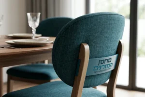 תקריב על כיסא אוכל מרופד עם גב קמור (כמו דגם סביון), המדגיש את מבנה התמיכה